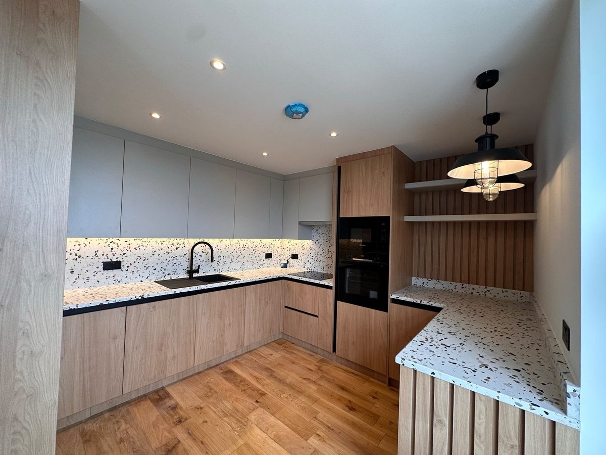 Modern kitchen electrical and lighting installation
