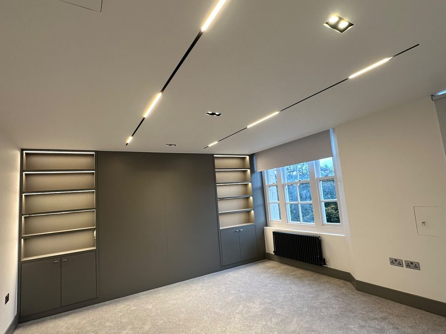 Recessed linear lighting in a finished room