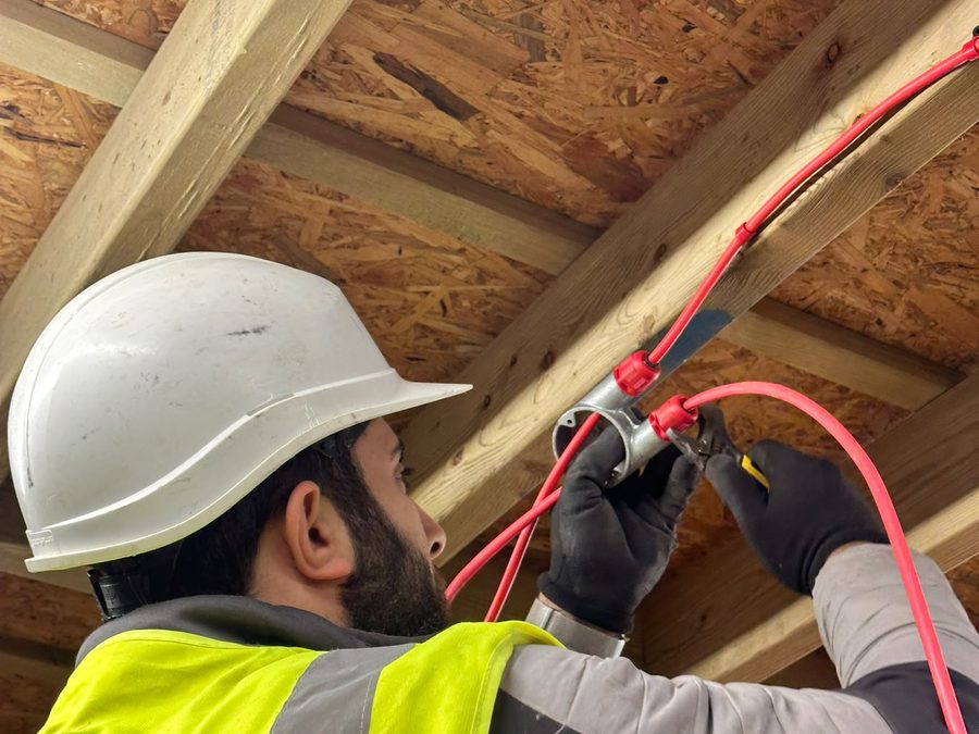 First fix cable installation during a rewire